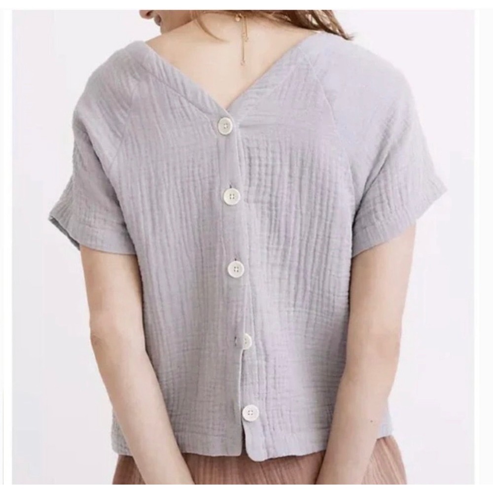 Madewell Lightspun Renwood Button Back Top Lavender Cotton Gauze NE240 Small